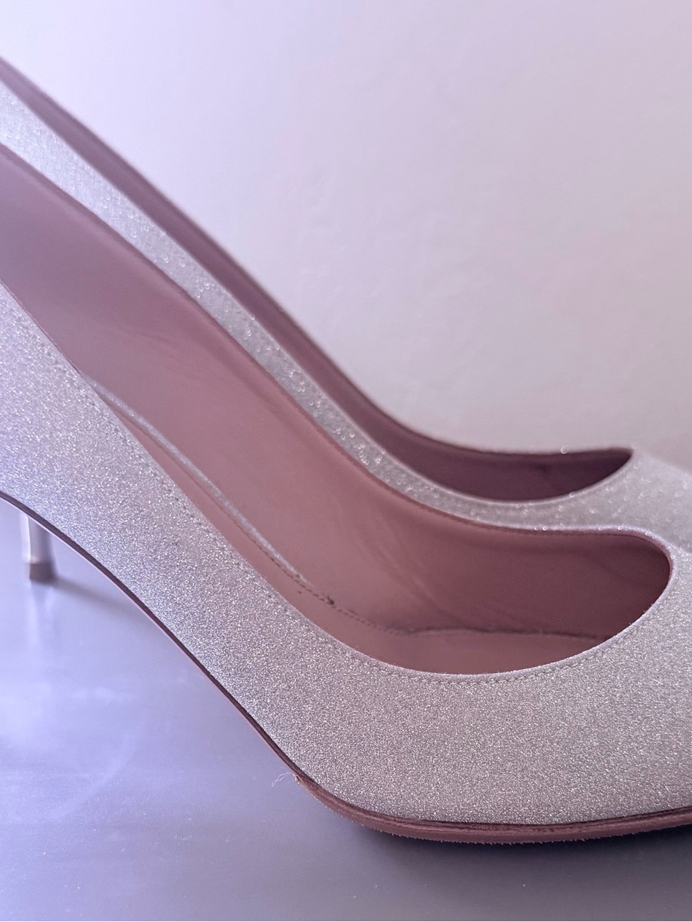 Aquazzura Sparkle Pointed-Toe Pumps in Light Pink